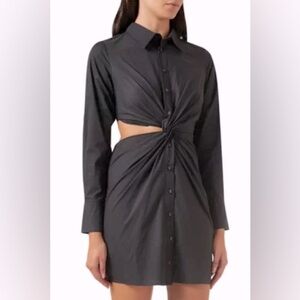 MINKPINK Allegra Twist Shirt Dress in Cotton black size L